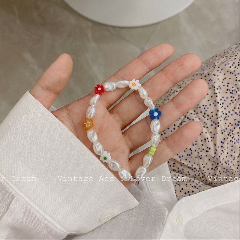 Vòng tay/Vòng cổ đính hạt ngọc trai giả nhiều màu sắc phong cách retro hàn quốc cho nữ