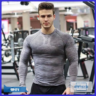 Áo tập gym nam dài tay SP171, Áo gym nam thun xước co dãn 4 chiều - Gym Trex