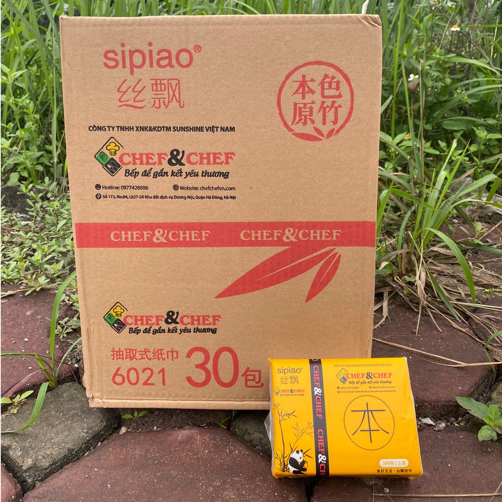 THÙNG TO 30 GÓI GIẤY GẤU TRÚC SIPIAO 6021 [GIẤY 300 TỜ]