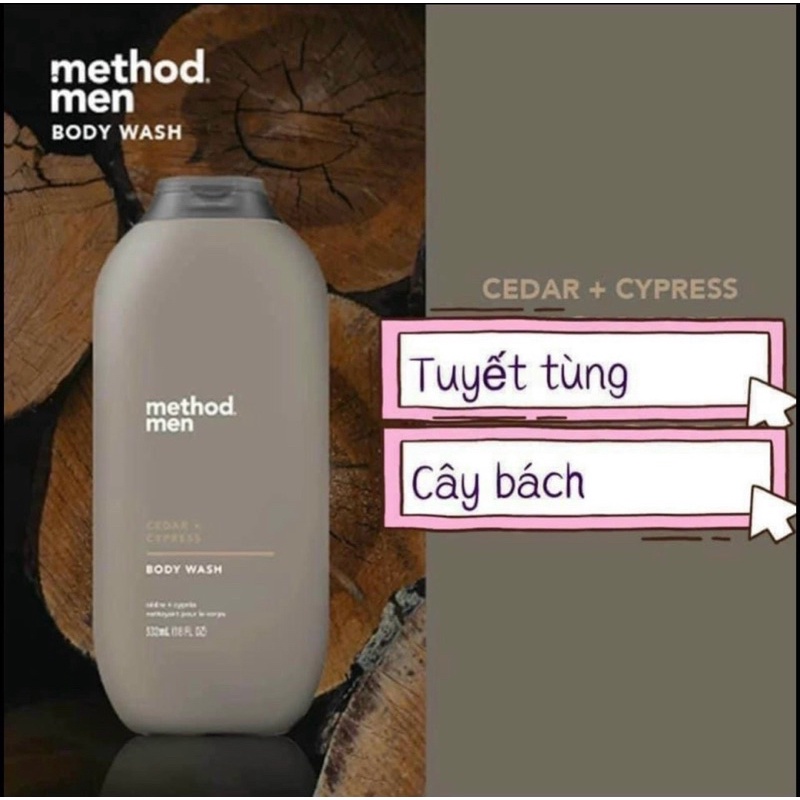 Sữa tắm cho nam 532ml chuẩn Úc Method Men body wash, 3 mùi, bách xù - xô thơm, mùi biển, tuyết tùng - cây bách