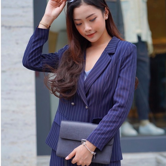 [XẢ KHO- GIÁ SHOCK] ÁO BLAZER KẺ NỮ_ Áo BLAZER HÀN QUỐC 2 LỚP.