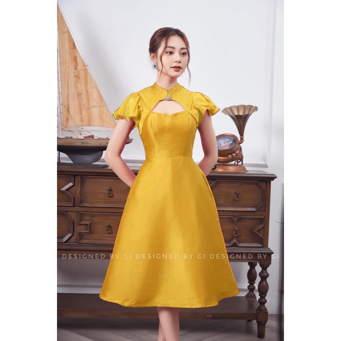 ĐẦM PHI CỨNG, FORM DÁNG A, CHẤT VẢI DỄ CHỊU, PHONG CÁCH TRUNG HOA, MẶC CỰC SANG TRỌNG UP