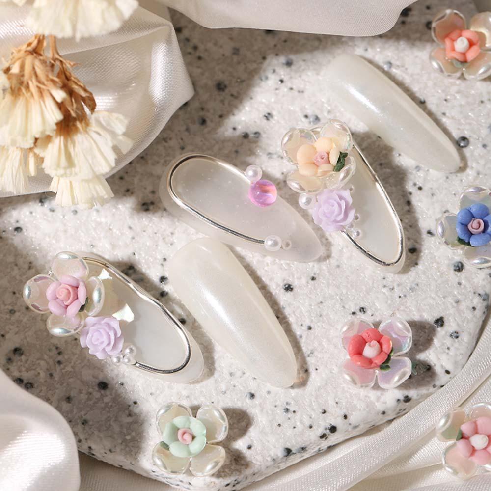 Phụ Kiện Trang Trí Móng Nghệ Thuật Hình Hoa Bằng Gốm Sứ Nhiều Màu Xinh Xắn