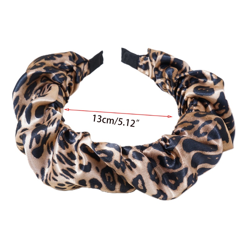 Băng Đô Cài Tóc Bản Rộng Xếp Ly In Họa Tiết Da Báo Kiểu Bohemia Cổ Điển Cho Nữ