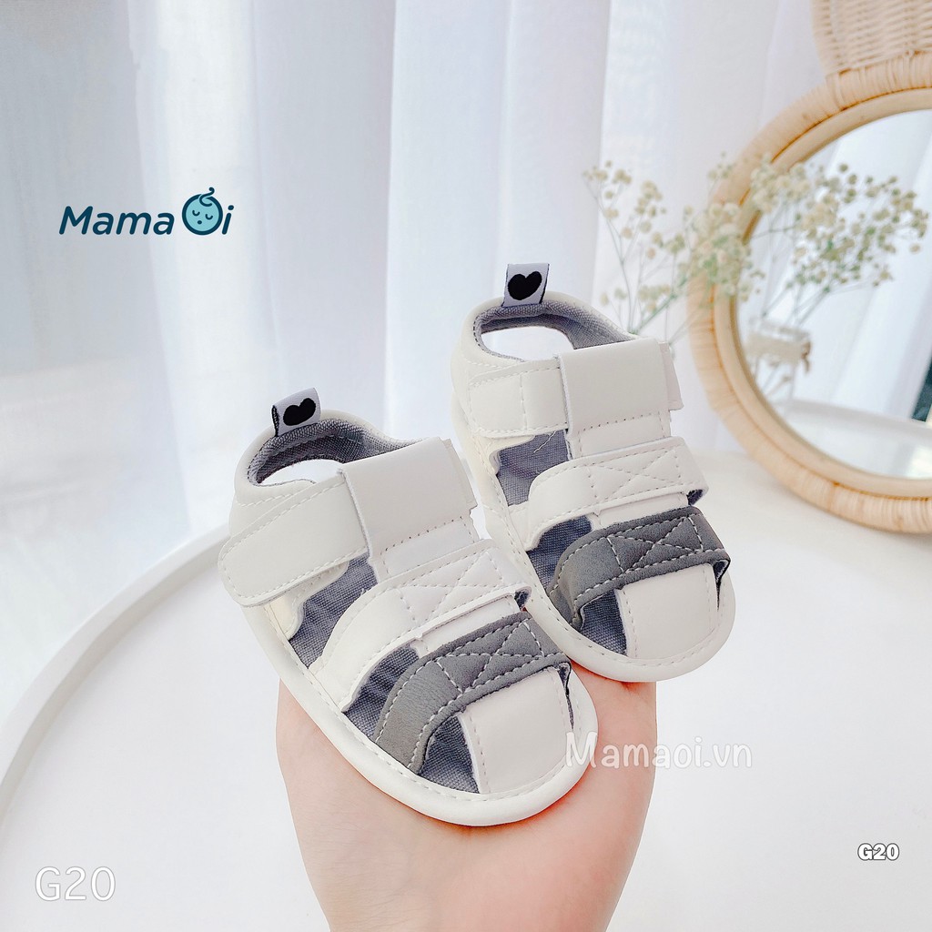 G20 Giày sandal da bít mũi tập đi cho bé đế vải nhẹ mềm mại êm chân của Mama ơi - Thời trang cho bé