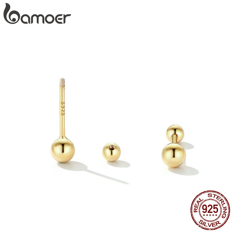 Đôi bông tai BAMOER bạc 925 thời trang đơn giản dành cho nữ