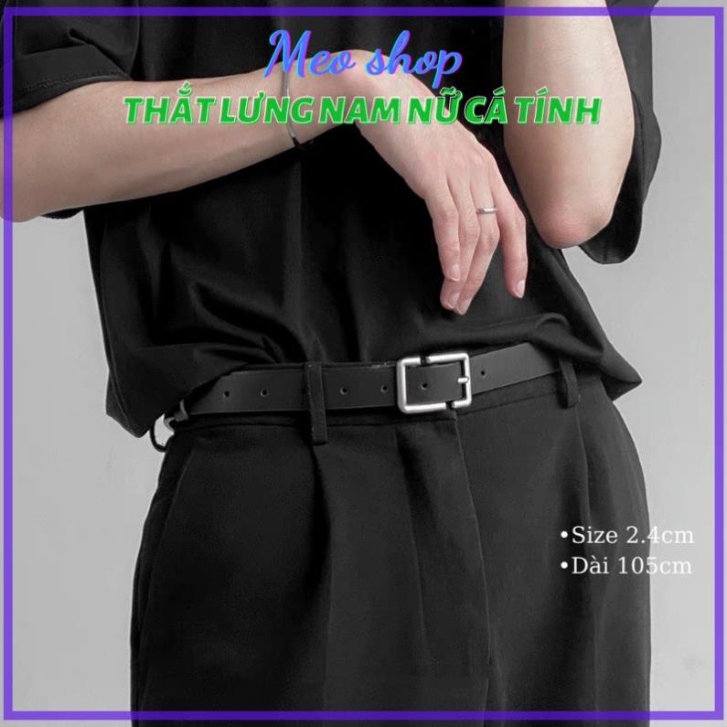 THẮT LƯNG NAM NỮ Chữ nhật Vuông Meo Shop TLN004 da đẹp Dây nịt Nam nữ Ulzzang học sinh đi học đi làm da đẹp mặt bạc 2022