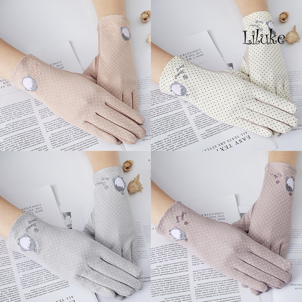 Găng Tay Cotton Mỏng Chống Tia UV Chống Trượt Có Thể Dùng Màn Hình Cảm Ứng Tiện Lợi