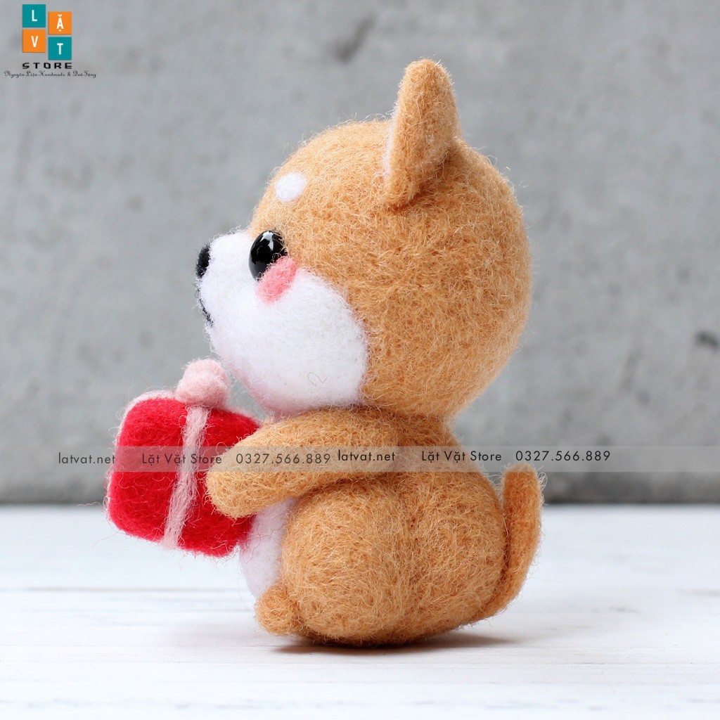 Len chọc có hướng dẫn 5 bé shiba- needle felting shiba, món quà handmade ý nghĩa, làm quà tặng móc khóa