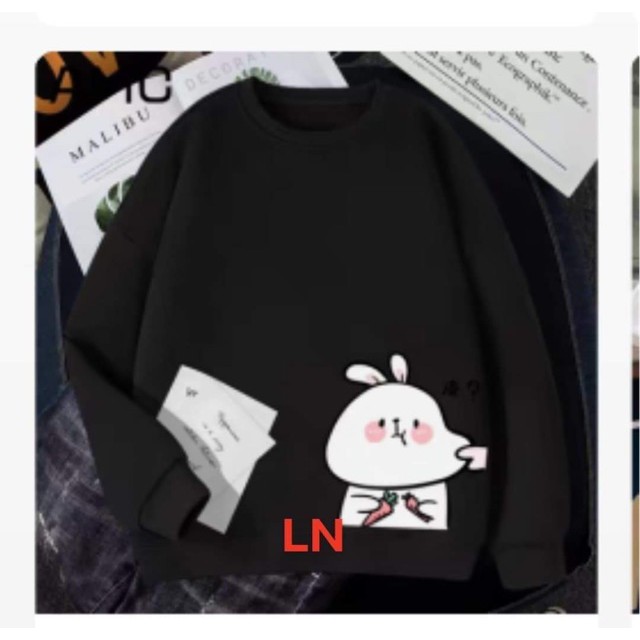 Áo nỉ bo tay thỏ hỏi chấm cạnh sườn LN12, Áo nỉ Unisex from rộng, Chất nỉ ấm mặc không xù, thiết kế phong cách - MODY