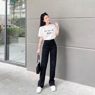 QUẦN JEANS SUÔNG BASIC ZAREEN JEA117 ĐEN