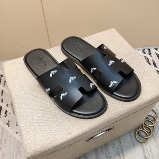 Original 2020 Hermes Men's Leather Flip-flop Shoes Size: 38-44 143221