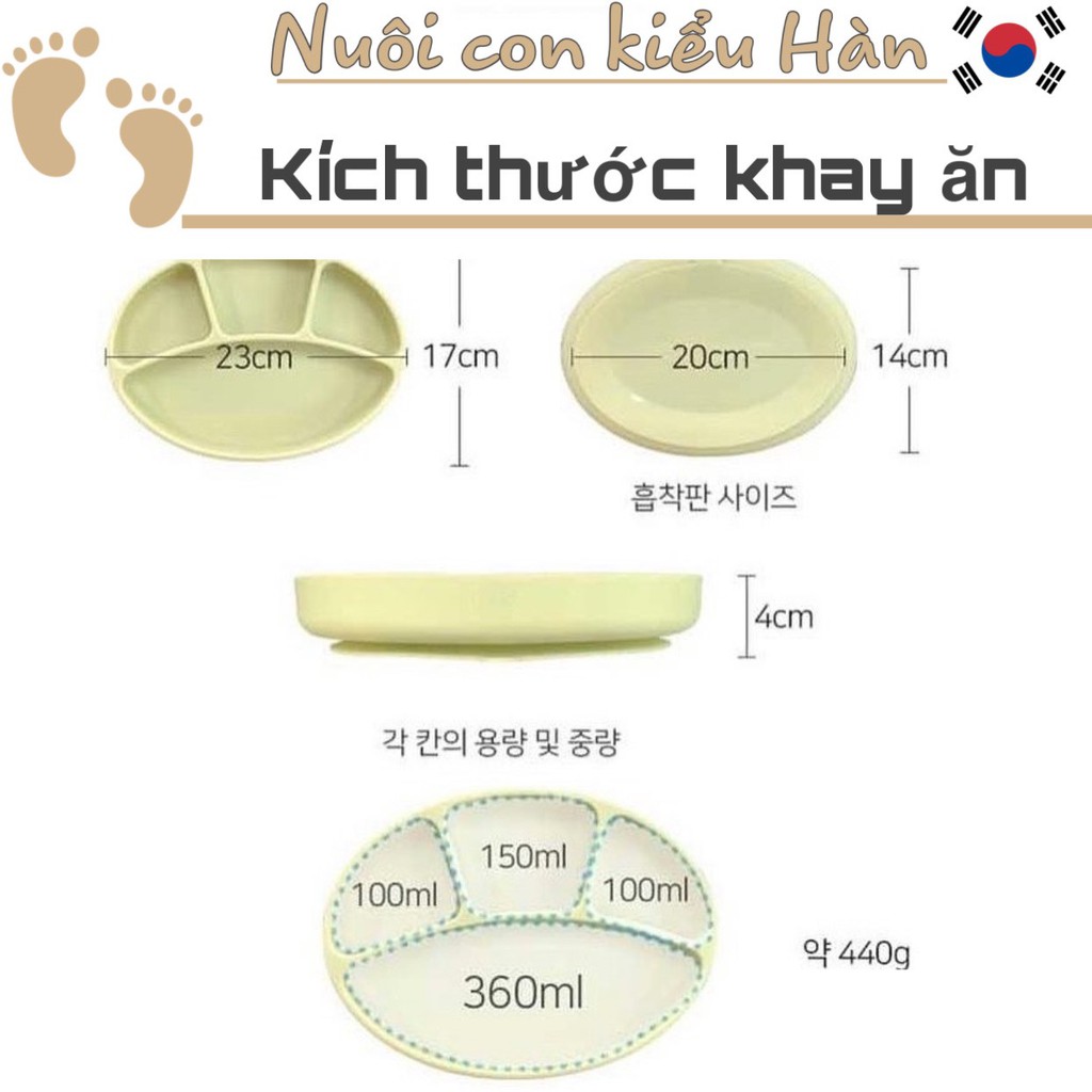 Khay ăn dặm silicon bluemama chính hãng Hàn Quốc |Silicon cao cấp| Khay ăn dặm cho bé