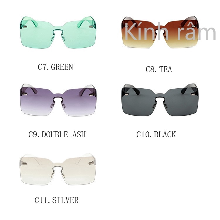 Kính mát vuông màu kẹo ngọt cho nam và nữ