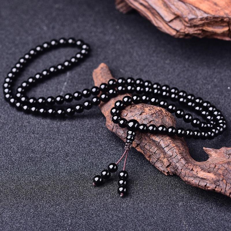 Vòng Tay Mã Não Đen Tự Nhiên 108 Hạt 8mm 10mm
