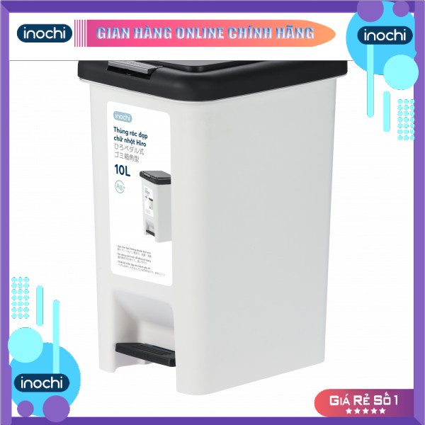 Thùng rác đạp chữ nhật Hiro 10L Nhụa Nhật Bản Nhựa cao cấp