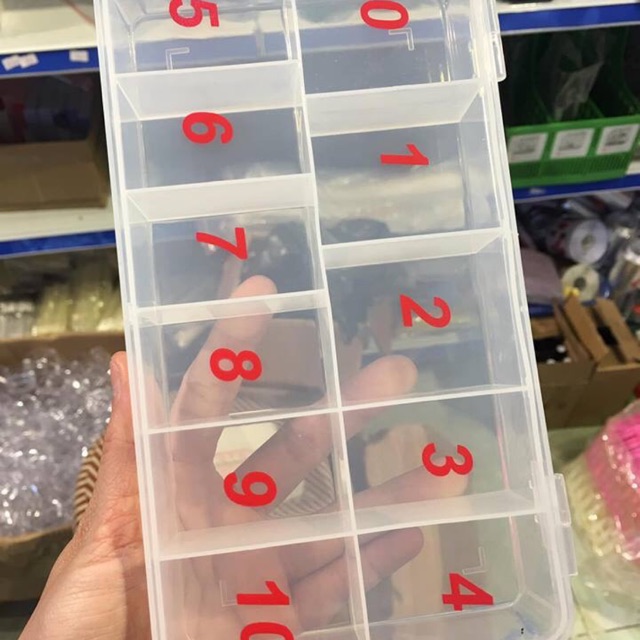 Hộp đựng móng giả loại to 11 ngăn, loại bé 10 ngăn