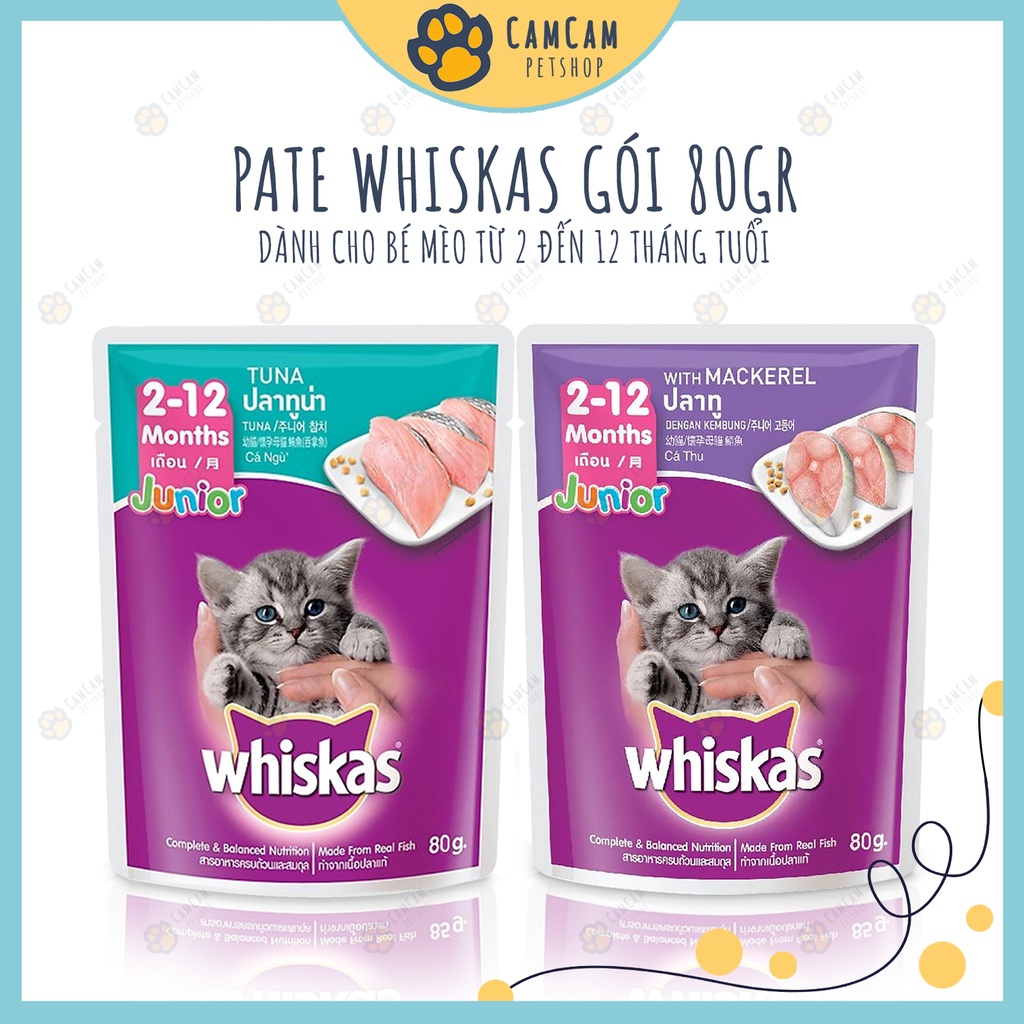 Pate cho mèo con, pate Whiskas gói 80gr - Thức ăn cho mèo con dạng nhuyễn