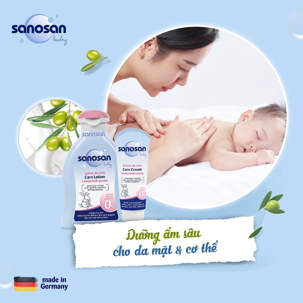 Kem dưỡng ẩm Sanosan cho bé, chiết xuất olive hữu cơ