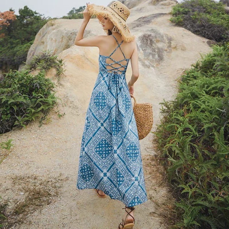 Váy vintage phong cách boho đi biển