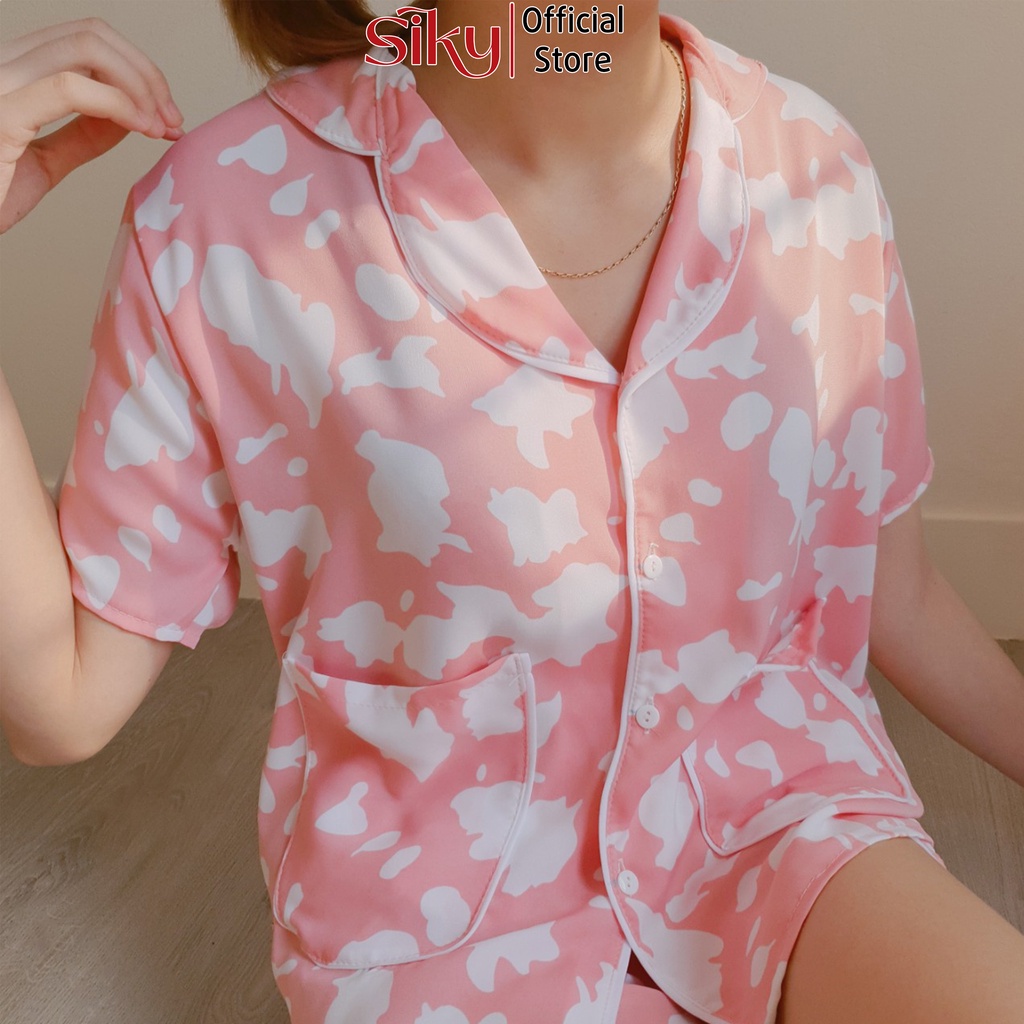 Bộ ngủ, bộ mặc nhà pijama nữ chất lụa Hàn siêu mềm mại - SIKY HX05 | BigBuy360 - bigbuy360.vn