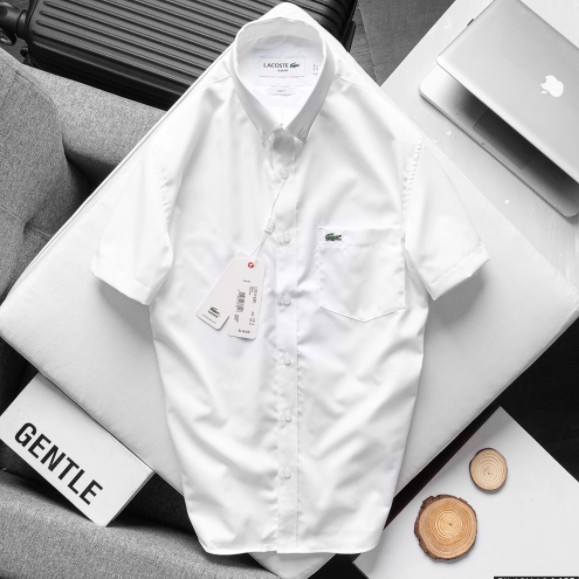 Áo sơ mi nam ngắn tay LACOSTE COTTON CỔ CÀI KHUY công nghệ kháng khuẩn thời trang văn phòng lịch lãm