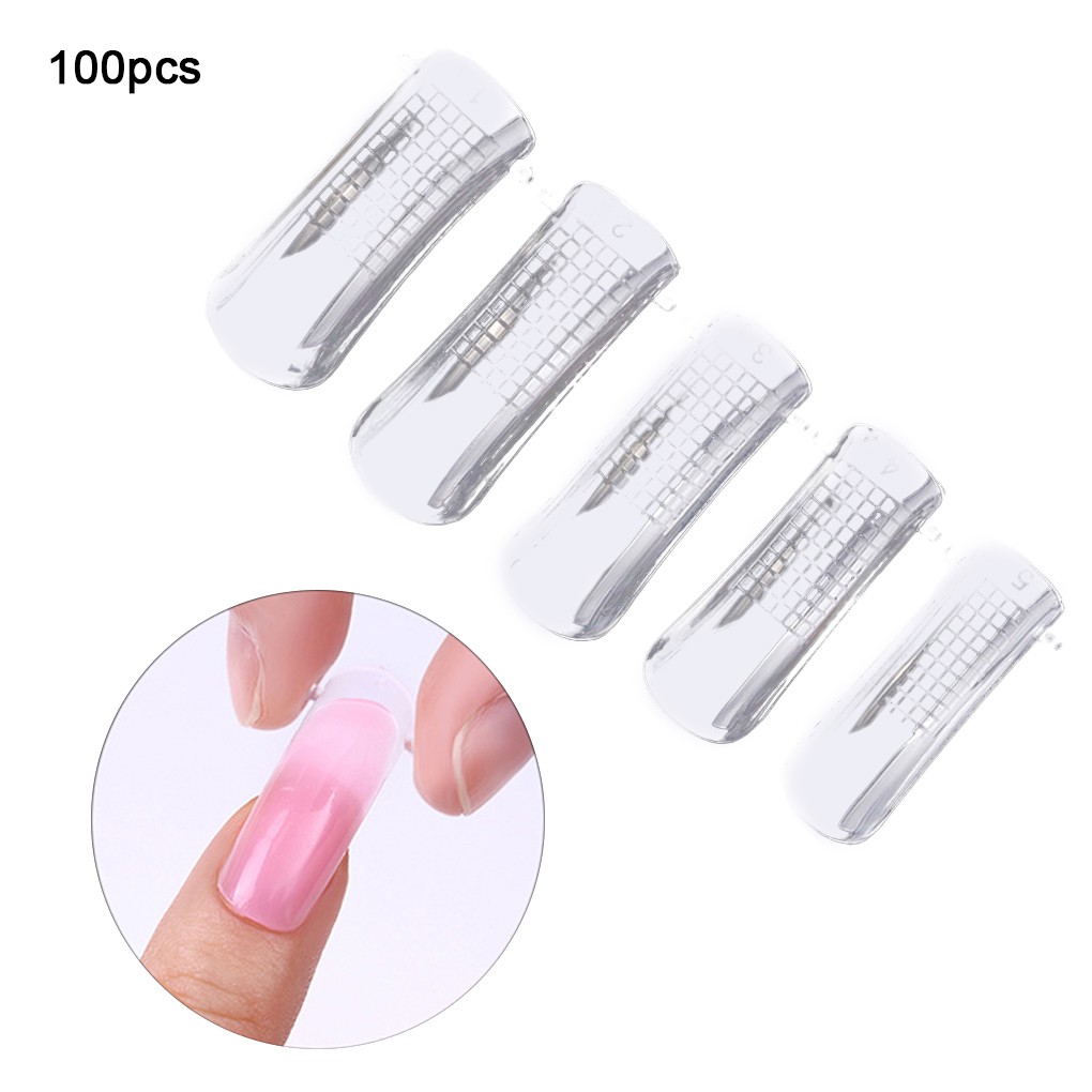 [Hàng mới về] Set 20/ 100 móng tay giả trong suốt bằng nhựa tiện dụng