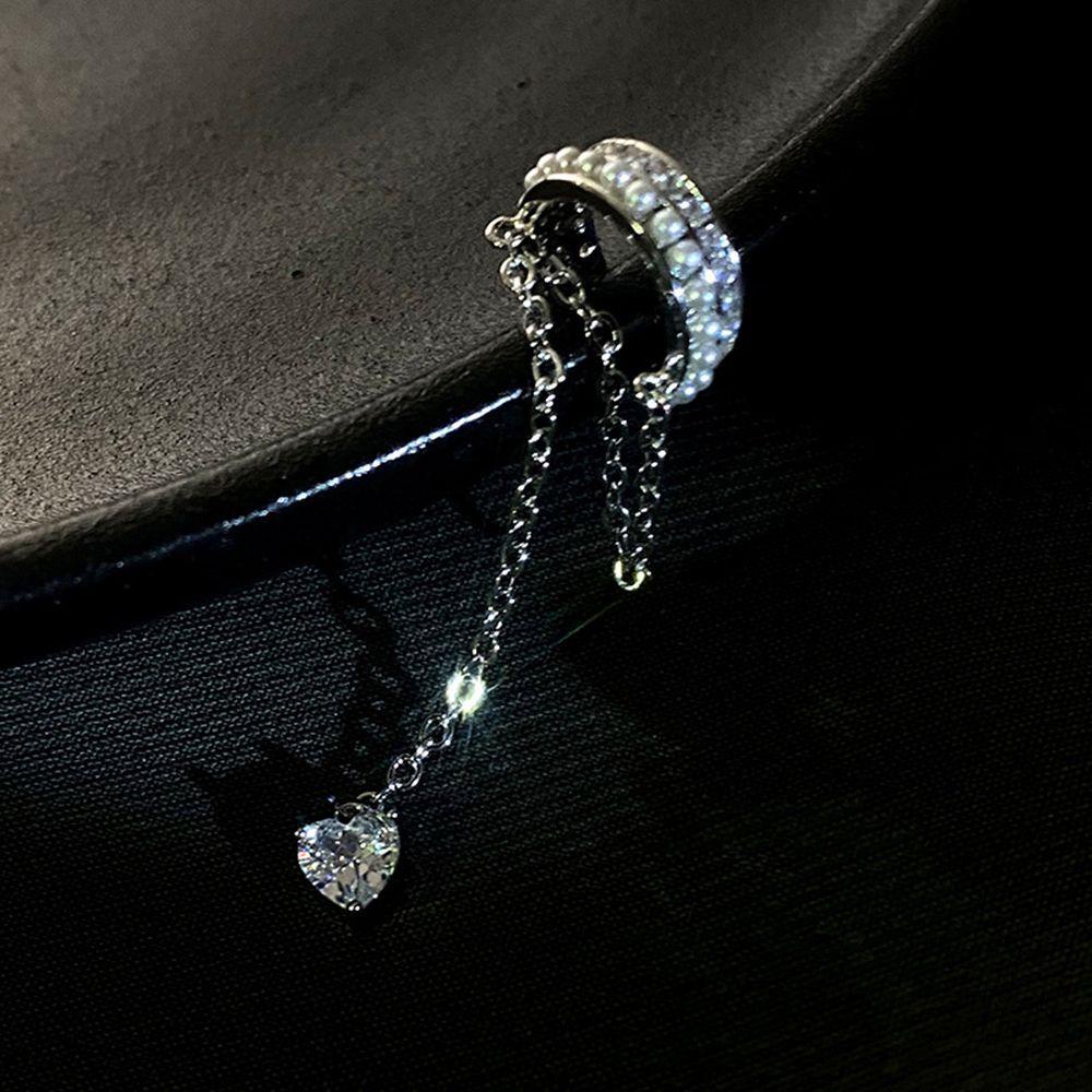 USNOW Khuyên Kẹp Sụn Tai Dáng Dài Nhiều Lớp Đính Đá Zircon Lấp Lánh Kiểu Hàn Quốc Thích Hợp Làm Quà Tặng