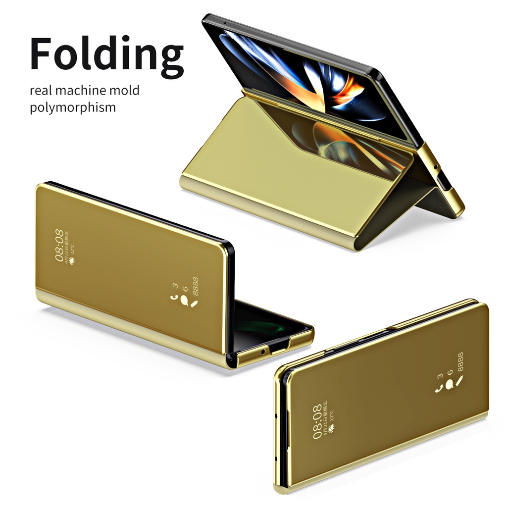 Ốp Điện Thoại Da Tráng Gương Sang Trọng Cho Samsung Galaxy Z FOLD 5 3 4 2 1 FOLD5 FOLD4