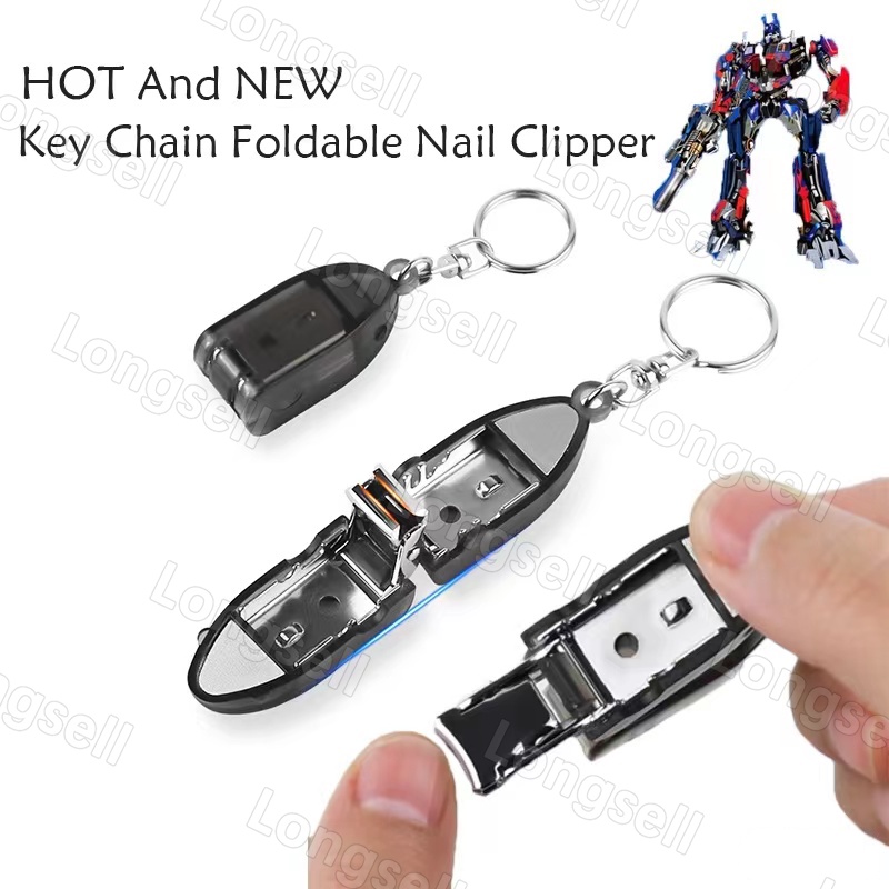 Creative Mini Stainless Steel Foldable Hand Toe Nail Clippers Cutter With Keychain Trimmer Silver Art Tool Key Ring (Móc Khóa Dạng Kéo Cắt Móng Tay Chân Mini Bằng Thép Không Gỉ Màu Bạc Sáng Tạo)