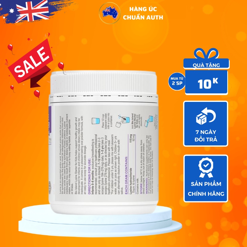 Bột tăng chiều cao cho bé Bio Island Lysine Starter for Kids 150g chuẩn Úc