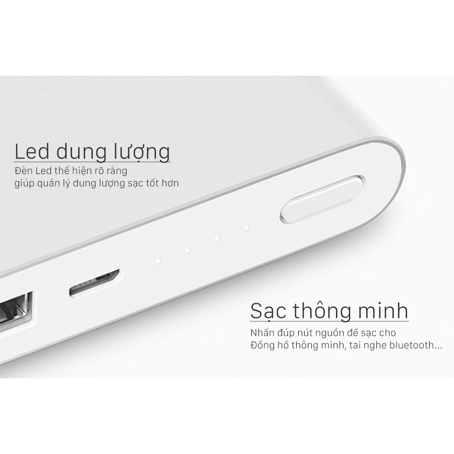 Pin Sạc Dự Phòng Xiaomi 10000mAh Gen 2 2s 10.000 MI 2 CỔNG USB Hỗ Trợ Sạc Pin Thông Minh