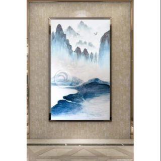 Tranh canvas thủy mặc 50x90 giá kèm khung