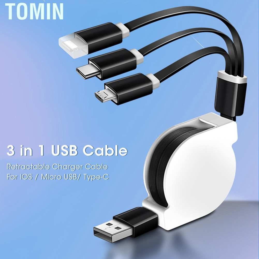 Dây Cáp Sạc Usb 3 Trong 1 Đa Năng Cho Ios / Type C / Micro Port