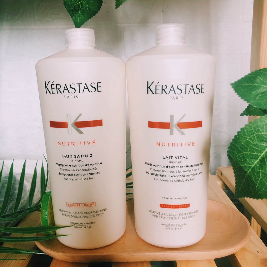 Bộ dầu gội giúp tóc khô xơ trở nên mềm mại, bóng mượt Kerastase Nutritive (Gội 1000ml, Xả 1000ml)