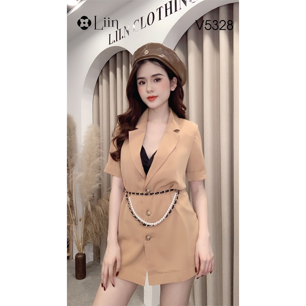 Áo Vest nữ màu Nâu Cộc tay kèm Dây đeo xinh xắn dễ mix đồ Liin Clothing V5328 | BigBuy360 - bigbuy360.vn