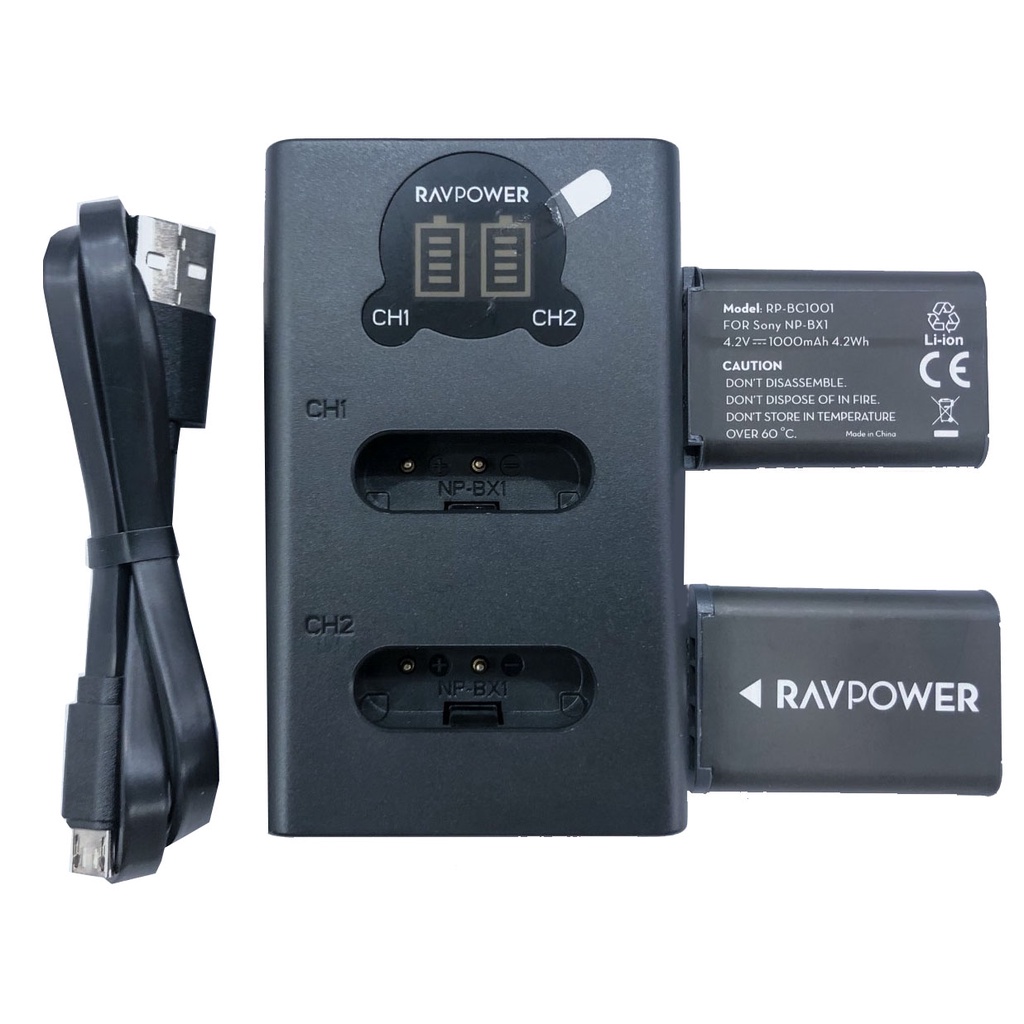 Bộ 2 pin 1 sạc đôi RavPower for Sony NP-BX1