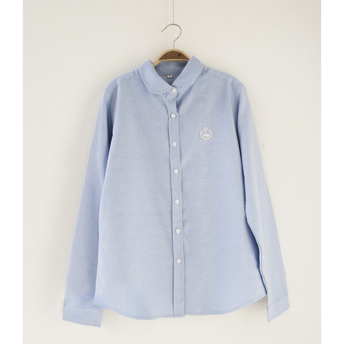 Áo sơmi trắng linen thêu hoạ tiết lẻ size