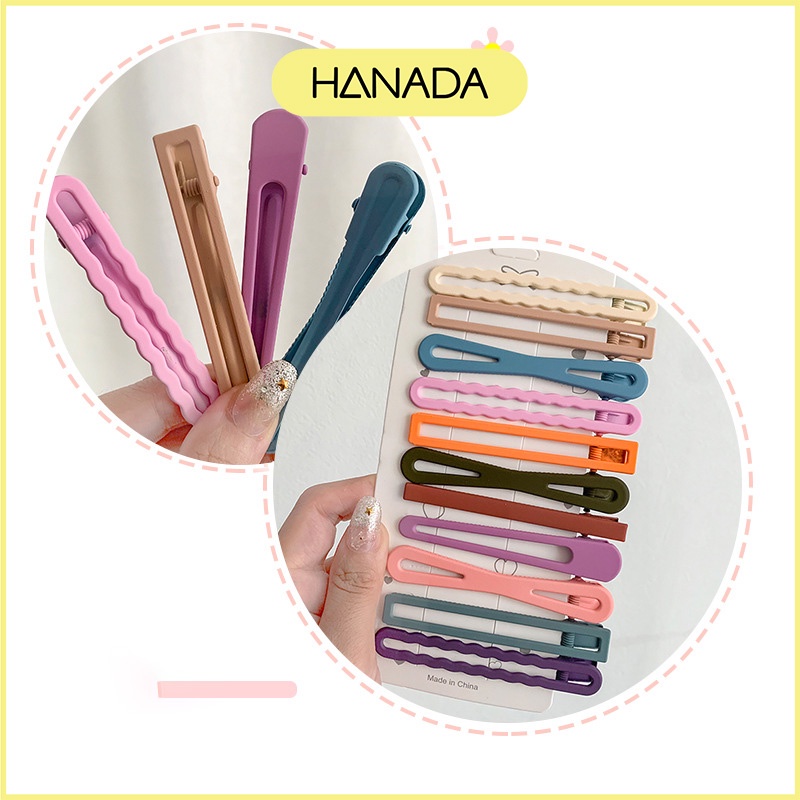 Set 11 Kẹp Tóc Cứng Cáp Nhiều Kiểu Dáng Màu Pastel Hanada K25-N018