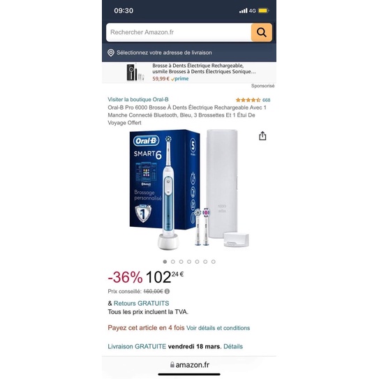 [HÀNG ĐỨC] Bàn chải điện Oral B Smart 6 6000N. 5 chế độ.  Kết nối Bluetooth với điện thoại. Bàn chải thông minh