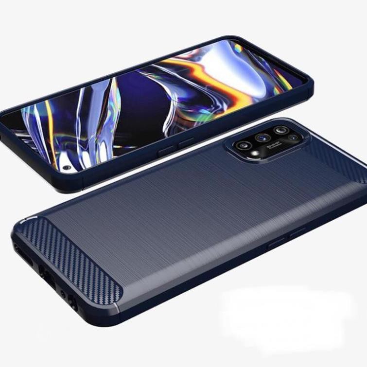 Ốp lưng dẻo Oppo Realme 7 Pro vân sợi cacbon chống sốc, chống vân tay Rugger Amor