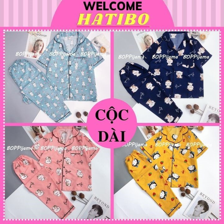 Đồ Ngủ Nữ Pijama Tay Ngắn Quần Dài HATIBO, Bộ Pizama Vải Kate Thái Loại 1 Mặc Nhà Thu Đông | BigBuy360 - bigbuy360.vn