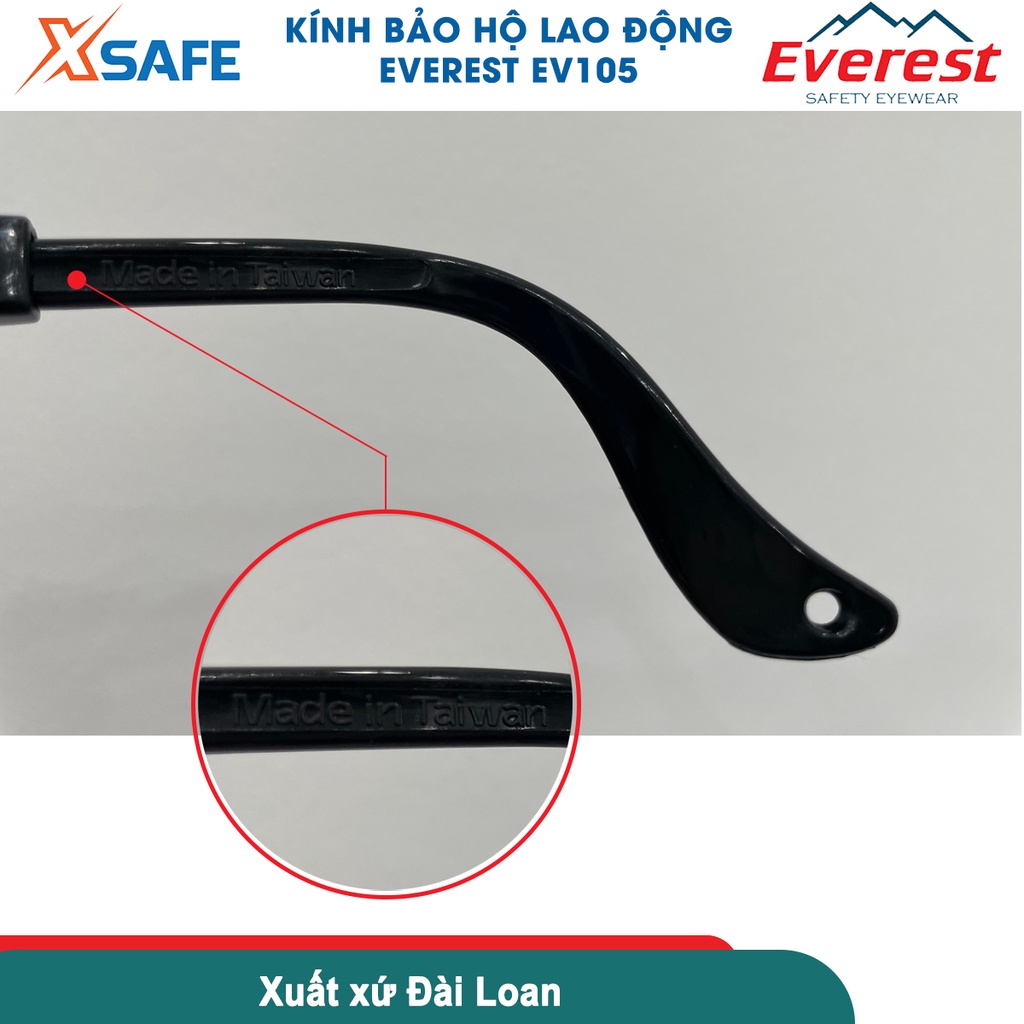 KÍNH BẢO HỘ EVEREST EV105 KÍNH CHỐNG BỤI CHỐNG TIA UV TRẦY XƯỚC ĐỌNG HƠI SƯƠNG