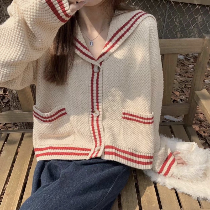 Áo Khoác Cardigan Dệt Kim Hoạ Tiết Kẻ Sọc Thiết Kế Hợp Thời Trang