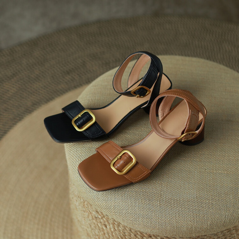 Giày Sandal Cao Gót Hở Ngón Mũi Vuông Thời Trang Mùa Hè Phong Cách Mới Dành Cho Nữ 2022