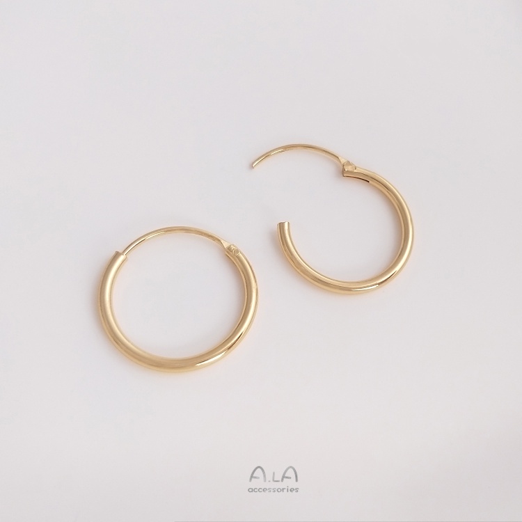 █diy゜14k●1 cặp 14K túi vàng bảo vệ màu tai vòng cực kỳ tốt Châu Âu khí chất vòng tròn tốt vòng tròn vòng tai khóa DIY Handmade Earrings