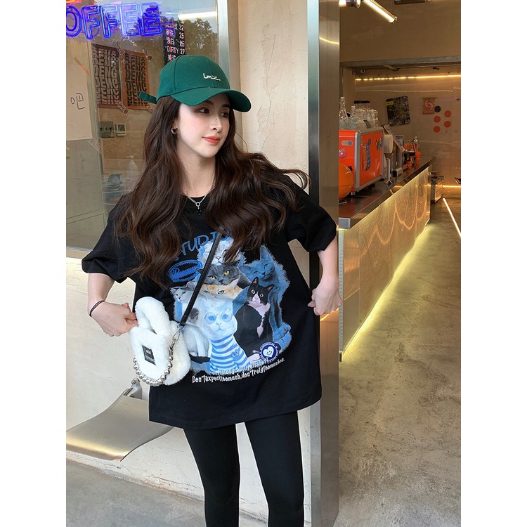 NRVP Áo Thun Nữ Tay Ngắn Cổ Tròn Cỡ Lớn Thời Trang Hàn Quốc