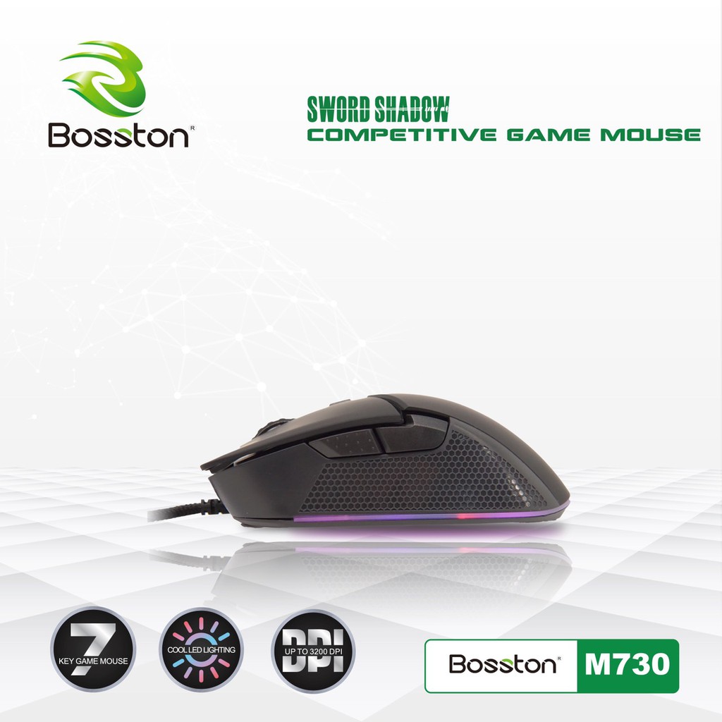 Chuột Gaming 7D Bosston M730 DPI 3200 - Led cực đẹp (Đen) - Phụ Kiện 1986