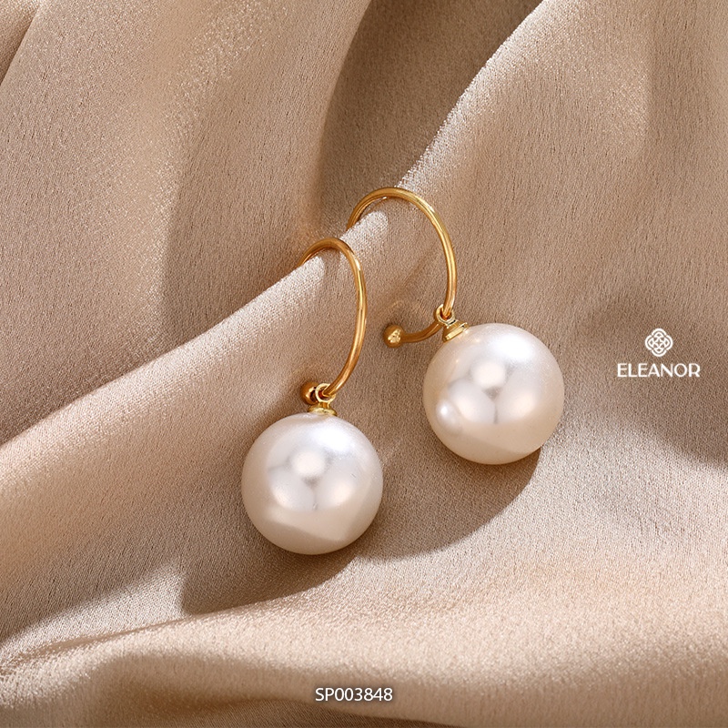 Bông tai nữ ngọc trai nhân tạo Eleanor Accessories viền cong chữ C phụ kiện trang sức 3848
