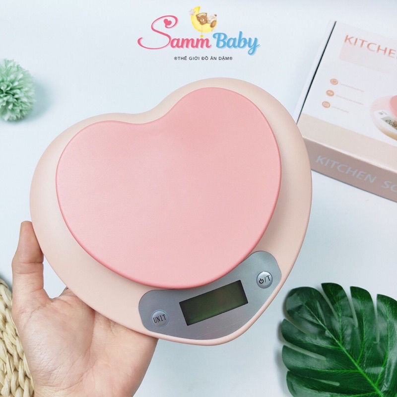 Cân điện tử mini hình trái tim đa năng kèm hộp sammbaby